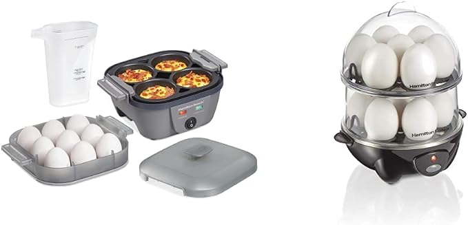 Hamilton Beach Egg Cookers Bundle - Egg Bite Maker, Hard Boiler & Poacher (25510 + 25508)