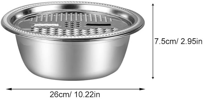 DECHOUS 2Pcs Multipurpose Stainless Steel Grater Bowl Small Basin Basket Grater Basin Bowl Set for Kitchen Rinsing Draining Mixing, 10 Inch