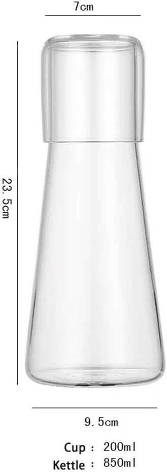 Pitcher 850ml Glass Teapot Set, Transparent Water Pitcher with Glass Cup for Hot and Cold Water, Teapot for Home Nightstand Water Pitcher(Brown)
