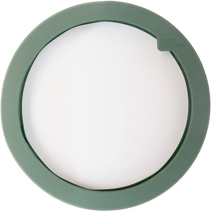 Food Huggers Replacement Lids for Glass Storage Containers | Silicone & Glass Lids that Don’t Crack | Fits Most Round Container Brands & Bowls | 100% Plastic Free | 1 Lid (X-Large), Gradual Green