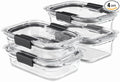 Glass Set of 4 Food Storage Containers with Latching Lids, Airtight Glass Meal Prep Containers, Microwave Dishwasher Freezer Safe