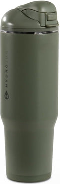HydroJug Ease2o Water Bottle with Straw & Chug Lid, Stainless Steel, Vented Cap to Help Reduce Pressure, Water-Level Window, Cup Holder Friendly, Non-Slip Base – 32oz, Courtyard
