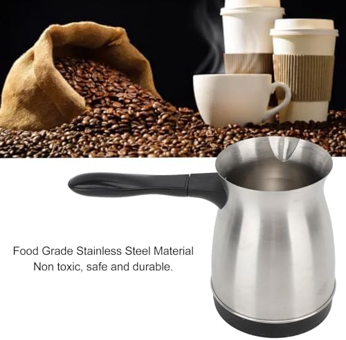 Sanpyl Turkish Coffee Pot, Stainless Steel Arabic, Greek & Turkish Electric Coffee Maker Machine Pot, 600ml Coffee Tea Warmer Kettle with Removable Anti Scald Handle Cordless Base for Home & Travel