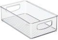 mDesign Plastic Bathroom Storage Container Bins w/ Handles - Closet, Cabinet, Vanity, Cupboard Shelf Organization, Hair Tools Accessory Organizer - Ligne Collection; Clear, 10x6x3 (Pack of 8)