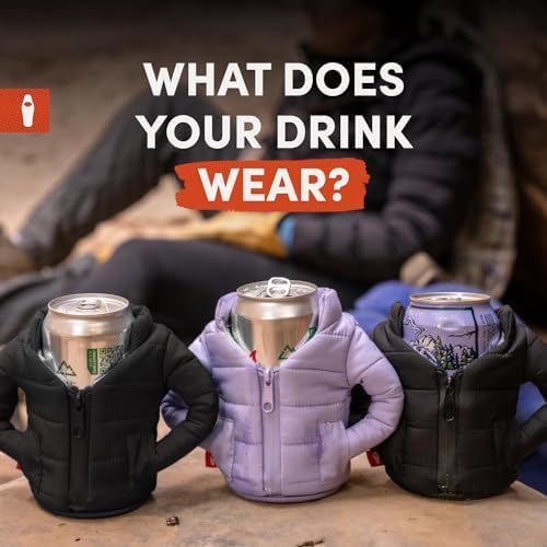 Puffin - The Puffy Jacket - Insulated 12 oz Can Cooler I Beer Bottle & Soda Can Insulator, Keep Drinks and Beverages Cold - (Creamsicle & Chocolate)
