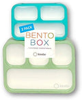 kinsho Bento Lunch Box And Snack Container Set For Kids And Adults - Large 4 & Small 3 Divided Food Compartments - Portion Control Meal Prep - Reusable for School Work Travel - 2 Pack Green Blue Set