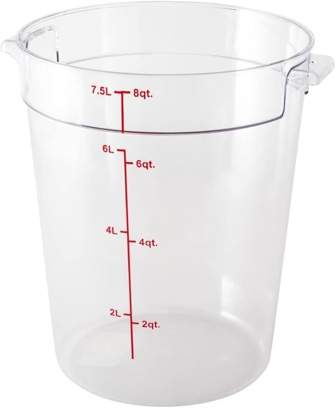Soro Essentials- 8 qt. Polycarbonate Round Food Storage Container with Graduated Markings Clear Color- Stackable Storage Bin Food Container with Handle for Pantry Organizer Storage Kitchen Fridge