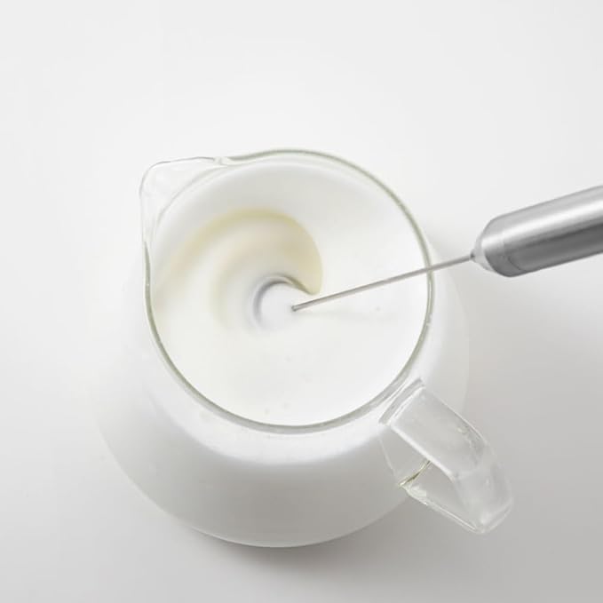 &NE NIM-353 Nikii Cafe Milk Frother 1.0 x 9.8 inches (2.5 cm) x Length 9.8 inches (25 cm) Milk Whisk Stainless Steel Electric Whisk Milk Creamer Latte Art Small