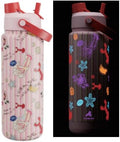 POWCAN 40 oz Insulated Water Bottle with 2-in-1 Straw and Spout Lid, Glow-in-the-Dark, 24H Cold, Leakproof, BPA-Free, Double Wall Stainless Steel for Sports, Gym, Travel, and School (Reef Carnival)