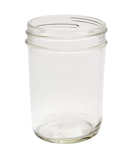 North Mountain Supply 8 Ounce Glass Regular Mouth Tapered Mason Canning Jars - No Lids - Case of 24