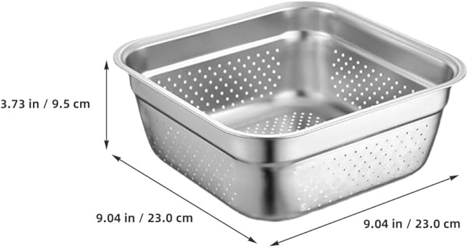 Kichvoe Stainless Steel Colander Basin Large Capacity Kitchen Washing Colander for Efficient Draining of Vegetables Fruits Space-saving Design Reliable Strainer for Everyday Use
