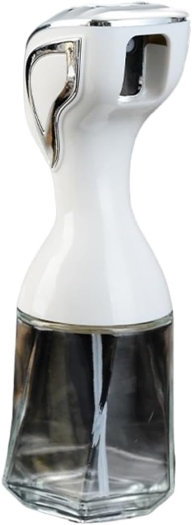 Olive Oil Dispenser Bottle Oil Sprayer Glass Household Olive Oil Sprayer Push Type for Air Fryer Salad Baking Oil Sprayer for Cooking(Silver)