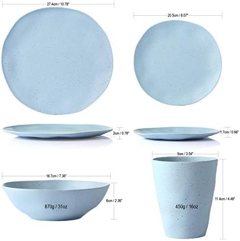 MORGIANA 8 pcs Reusable Dinnerware Set, Camping Dishes with Bowls Plates Dishes for 2 (Blue)
