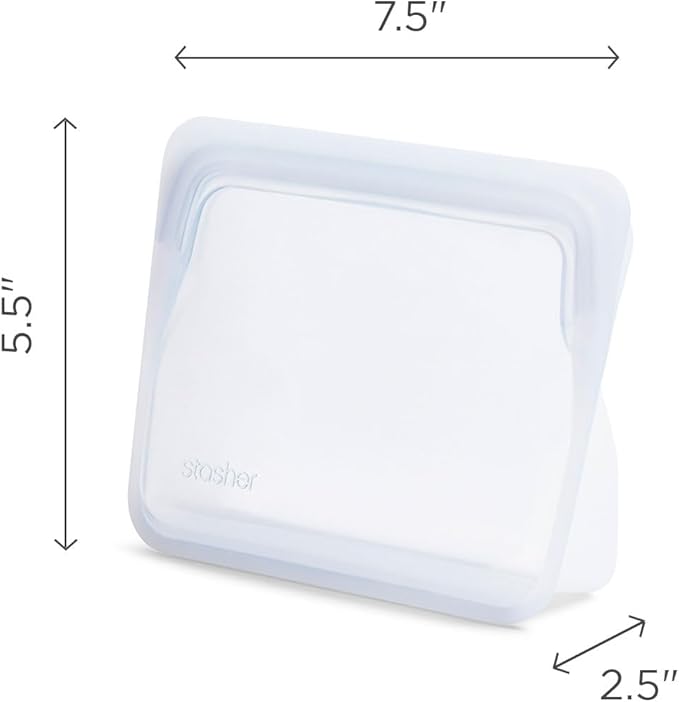 Stasher Silicone Reusable Storage Bag, Stand-Up Mini Bag, Reusable Freezer Bag, Microwave, Dishwasher, Oven Safe, Sous Vide, Eco Friendly, Food-safe Silicone Snack Bags, 56 oz, Clear | Reusable Food Bag