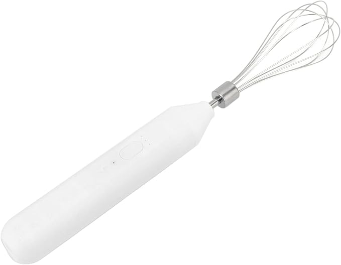 Electric Egg Beater Handheld USB Charging Milk Frother Portable Cordless Drink Mixer with Stainless Steel Whisk (White)