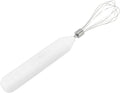 Electric Egg Beater Handheld USB Charging Milk Frother Portable Cordless Drink Mixer with Stainless Steel Whisk (White)