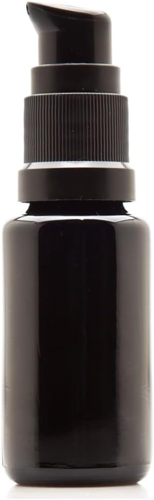 Infinity Jars 10 Ml (0.34 fl oz) Refillable Ultraviolet Black Glass Pump Bottles Leak-Proof Travel Containers for Toner, Sanitizer, Beard Oil, Hair Serum, Essential Oils