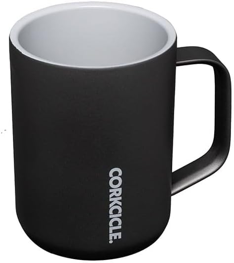 Corkcicle Pure Taste Mug - Stainless Steel Insulated Coffee Cup With Lid - Non-Slip Silicone Base - Ceramic Interior Coating - Durable Travel Mug - Dishwasher Safe - 16 oz - Ceramic Slate/Grey