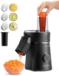 Gravity Electric Salt and Pepper Grinder Set Bundle Sangcon Electric Cheese Grater for Block Cheese, 5-in-1 Automatic Salad Shooter & Vegetable Slicer with 5 Stainless Steel Blades, One-Touch Countert