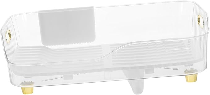 Homoyoyo Dish Drying Rack Over Sink Eco-Friendly Plastic Kitchen Dish Drainer with Vegetable and Flatware Holder for Countertop Organization