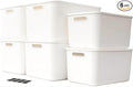 Set Of 6 Plastic Storage Bins,Versatile Kitchen Pantry Organization and Storage,for Plastic Storage Container Under Bed,Under Sink Bathroom Organizer (White, 4 L+2 M)