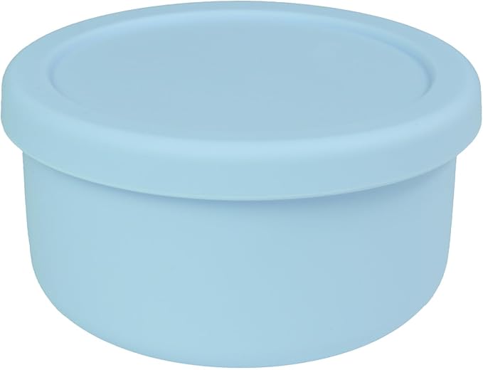 24fl oz (700ml) Silicone Food Storage Containers,Round Bowls with Lids - Meal Prep Containers for Kitchen Serving, Salad & Lunch - Airtight, Microwave/Fridge/Dishwasher Safe, BPA-Free ( Light blue)