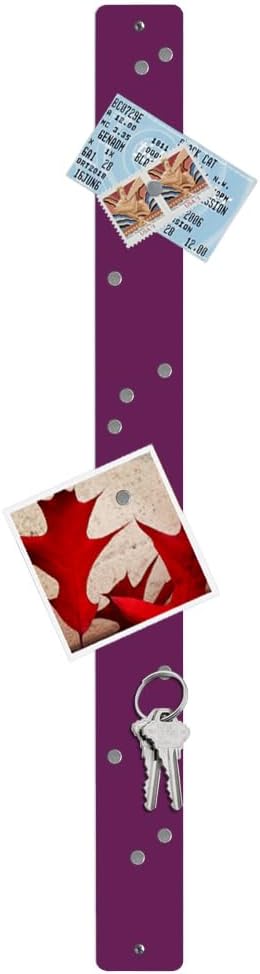 Three by Three Seattle Large Magnetic Strip Bulletin Board (3-Pack) – 28″ × 2.5″ Metal Magnetic Display Board with 12 Neodymium Magnets Each (Plum)