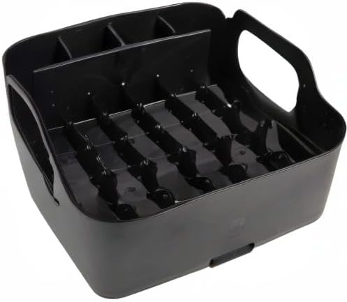 Umbra Tub Dish Drying Rack – Lightweight Self-Draining Dish Rack for Kitchen Sink and Counter at Home, RV or Motorhome, Smoke, Black (330590-582)