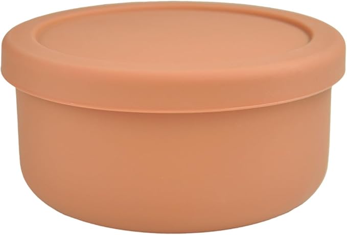 24fl oz (700ml) Silicone Food Storage Containers,Round Bowls with Lids - Meal Prep Containers for Kitchen Serving, Salad & Lunch - Airtight, Microwave/Fridge/Dishwasher Safe, BPA-Free (Brown)
