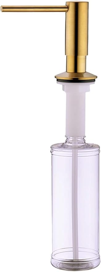 Gold Kitchen Soap Dispenser,Sold Brass Gold Soap Dispensers for Kitchen Sink,Commercial Liquid Dish Dispensers,Built in Kitchen Sink Soap Dispenser