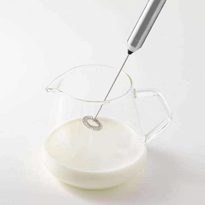 &NE NIM-353 Nikii Cafe Milk Frother 1.0 x 9.8 inches (2.5 cm) x Length 9.8 inches (25 cm) Milk Whisk Stainless Steel Electric Whisk Milk Creamer Latte Art Small