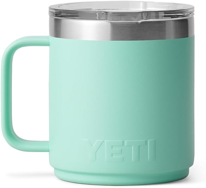 YETI Rambler 10 oz Ceramic Lined Stackable Mug, Vacuum Insulated, Stainless Steel with MagSlider Lid, Seafoam