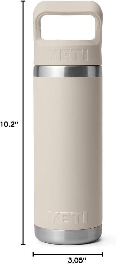 YETI Rambler 18 oz Bottle, Vacuum Insulated, Stainless Steel with Color Matching Straw Cap, Cape Taupe