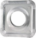 DCS Deals -100 Pack - Aluminum Foil Square Gas Stove Burner Covers – Disposable Bib Liners for Kitchen Gas Range Top - Keep Your Gas Range Clean with DCS Deals Drip Pans - 8.5 x 8.5 x .5” Inch