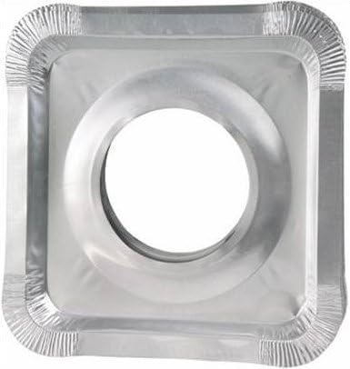 DCS Deals -100 Pack - Aluminum Foil Square Gas Stove Burner Covers – Disposable Bib Liners for Kitchen Gas Range Top - Keep Your Gas Range Clean with DCS Deals Drip Pans - 8.5 x 8.5 x .5” Inch