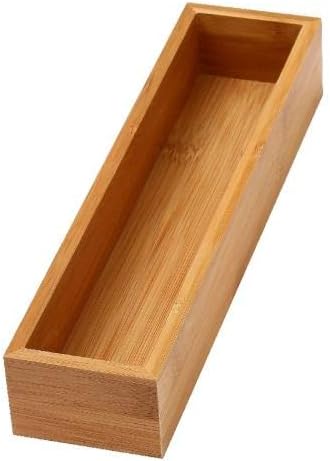 YBM Home Bamboo Drawer Organizer Storage Box for Kitchen Drawer, Junk Drawer, Office, Bedroom, Children Room, Craft, Sewing, and Bathroom, 3x12x2 inch