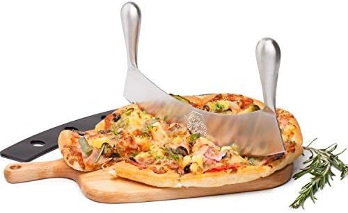 The Bold Bee's Most Popular 12" Mezzaluna Knife & Cover + FREE Stainless Steel Soap Odor Remover Neutralizer | Pizza Cutter | Fruit, Vegetable & Salad Chopper & Dicer | Herb Mincer