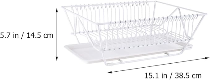 ULTECHNOVO Dish Drying Rack Over Sink Metal Drainer Rack with Utensils Holder and Removable Tray Kitchen Storage Organizer for Countertop Use