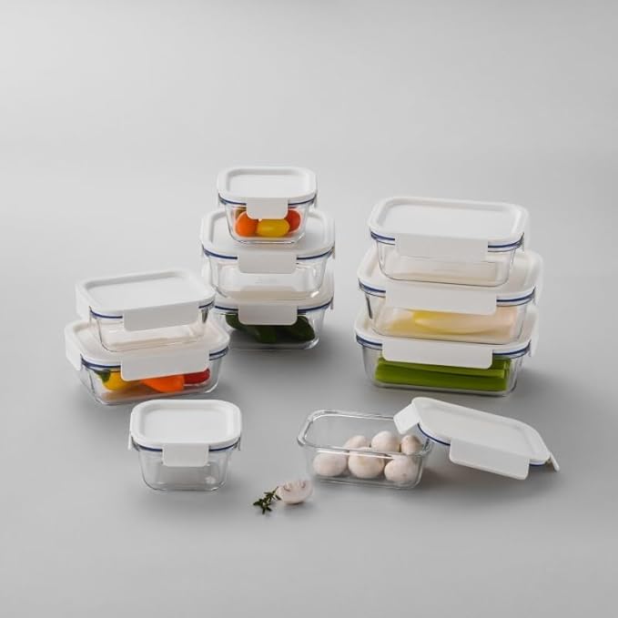 LocknLock LNG455S5W The Clear Borosilicate Glass Food Storage Containers with Lids, 10-Piece Set for Kitchen, Lunch, Meal Prep, Leftovers, Leakproof, Freezer, Microwave, and Dishwasher Safe