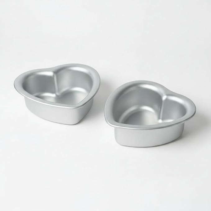 Heart Shaped Cake Pans, 4 × 2 Inch, Set of 2 | Aluminum, Wedding & Party Use, Bread & Chocolate Baking