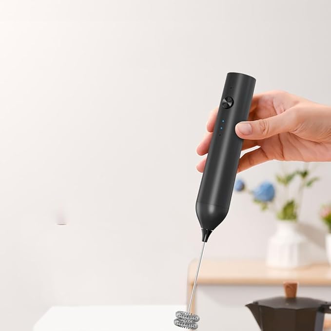Rechargeable Handheld Milk Frother Set with 3 Speeds, Electric Foam Maker for Coffee Latte, Stainless Steel Whisk and Base Included(Silver)