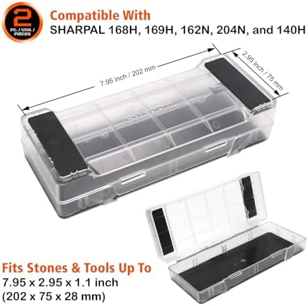 SHARPAL 169H Dual-Grit Diamond Sharpening Stone (220 & 600 Grit) + 160H 2PCS 2-in-1 Non-Slip Holder & Storage Case – Complete Knife Sharpening System