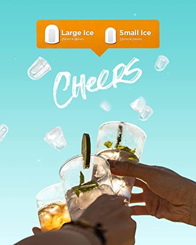 Ice Makers Countertop - Silonn Portable Ice Maker Machine for Countertop, Make 26 lbs Ice in 24 hrs, 2 Sizes of Bullet-Shaped Ice with Ice Scoop and Basket, Silver
