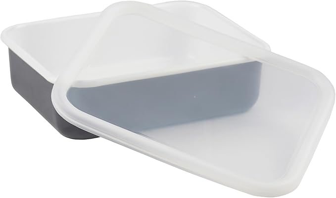 [Amazon.co.jp Limited] Fuji Hollow Shallow Square Containers, Set of 3, 1.35 L x 1, 0.45 L x 2 Cool Gray, Freezer Safe (Cold Resistance Temperature - 4°F (-20°C), Main Unit, Oven Safe (Except Lid), 2