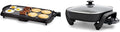 GreenLife 20" Electric Griddle, Extra Large Surface for Pancakes Eggs Fajitas, Healthy Ceramic Nonstick Coating,Black & Healthy Ceramic Nonstick, 12" 5QT Square Electric Skillet with Glass Lid, Black