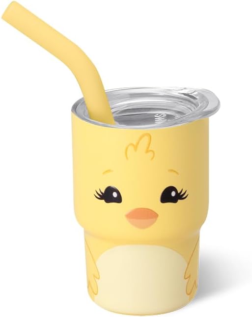 Swig Life Swig Shots Insulated Tumbler 2oz, Stainless Steel Mini Tumbler with Lid and Silicone Straw, Double Wall & Vacuum Sealed, Mini Tumblers for Shots (Spring Chick)