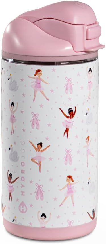 HydroJug Ease2o 14oz Kids Water Bottle with Straw & Chug Lid, Ballerina