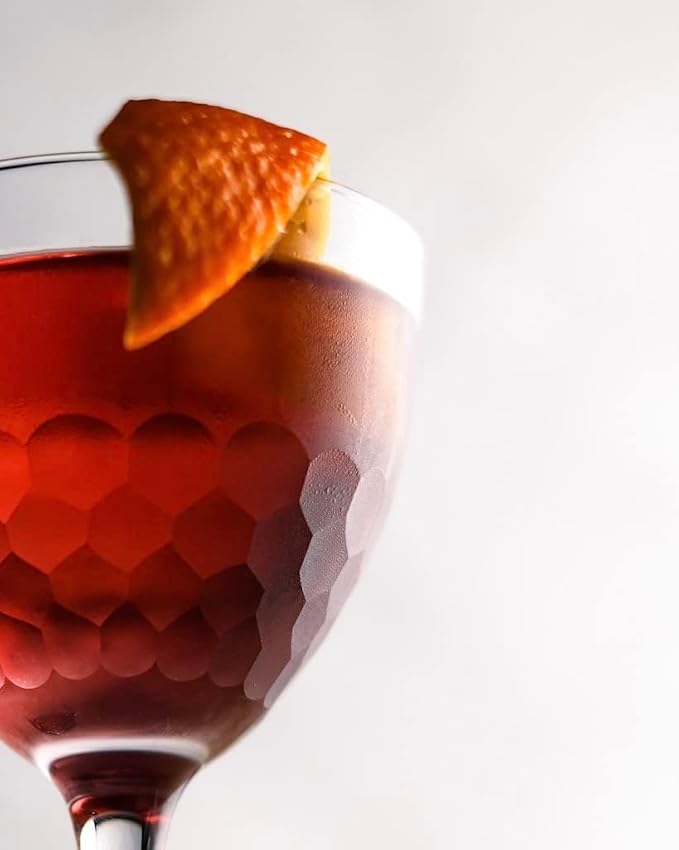 Amehla "Hive Honeycomb Nick & Nora Cocktail Glasses, 5oz Coupe Martini Glasses Set, for Manhattan, Bee's Knees, Espresso Martini & other Craft Cocktails (Pack of 4)