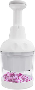 Pamperεd Chef Food Chopper, Vegetable Chopper, Onion Chopper, Garlic Chopper, Manual Hand Chopper For Vegetables Salads Onion Ginger Carrot Garlic Fruit Nuts, Dishwasher-safe, White, Easy to Clean