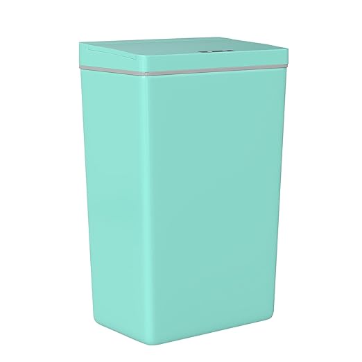 PayLessHere 13 Gallon 50 L Trash Can with Lid Plastic Kitchen Trash Bin Automatic Touch Free Motion Sensor Trash Can (1, Blue)